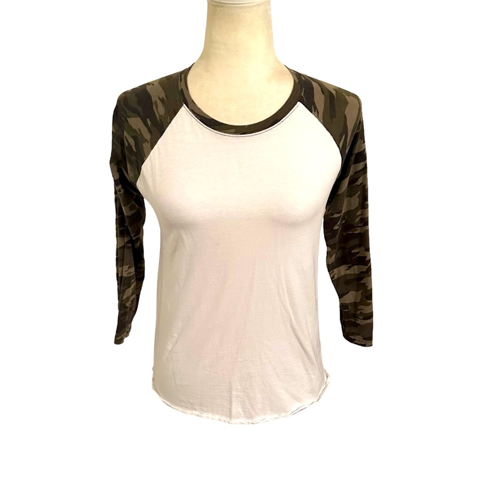 Camo & White Baseball Tee